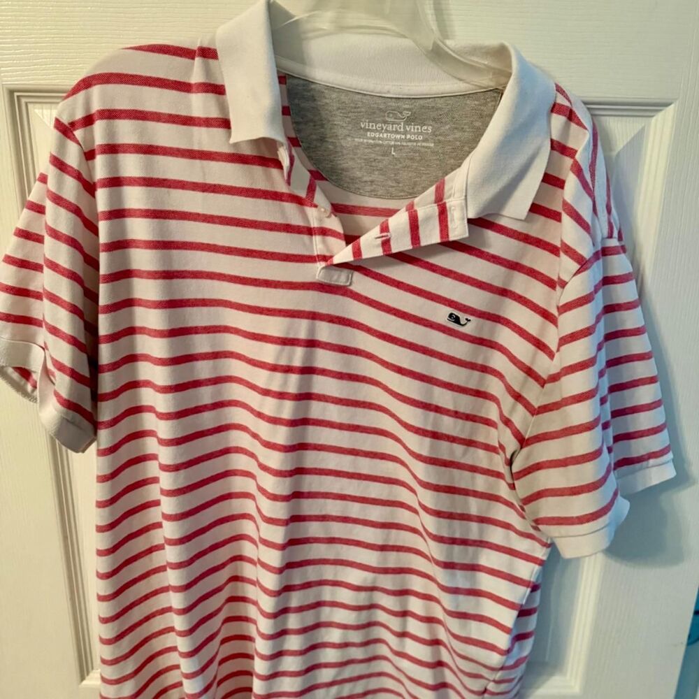 Vineyard-vines Men's White and Red Polo-shirts